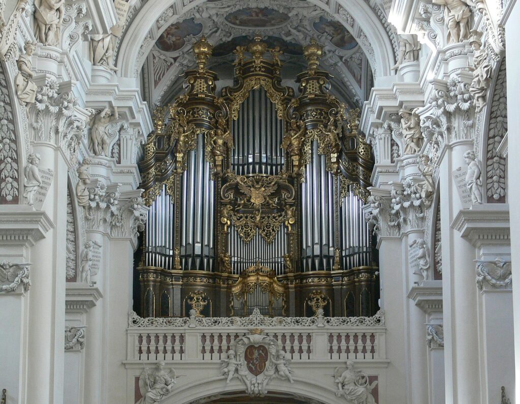 The gilded main organ of St. Stephen's Cathedral